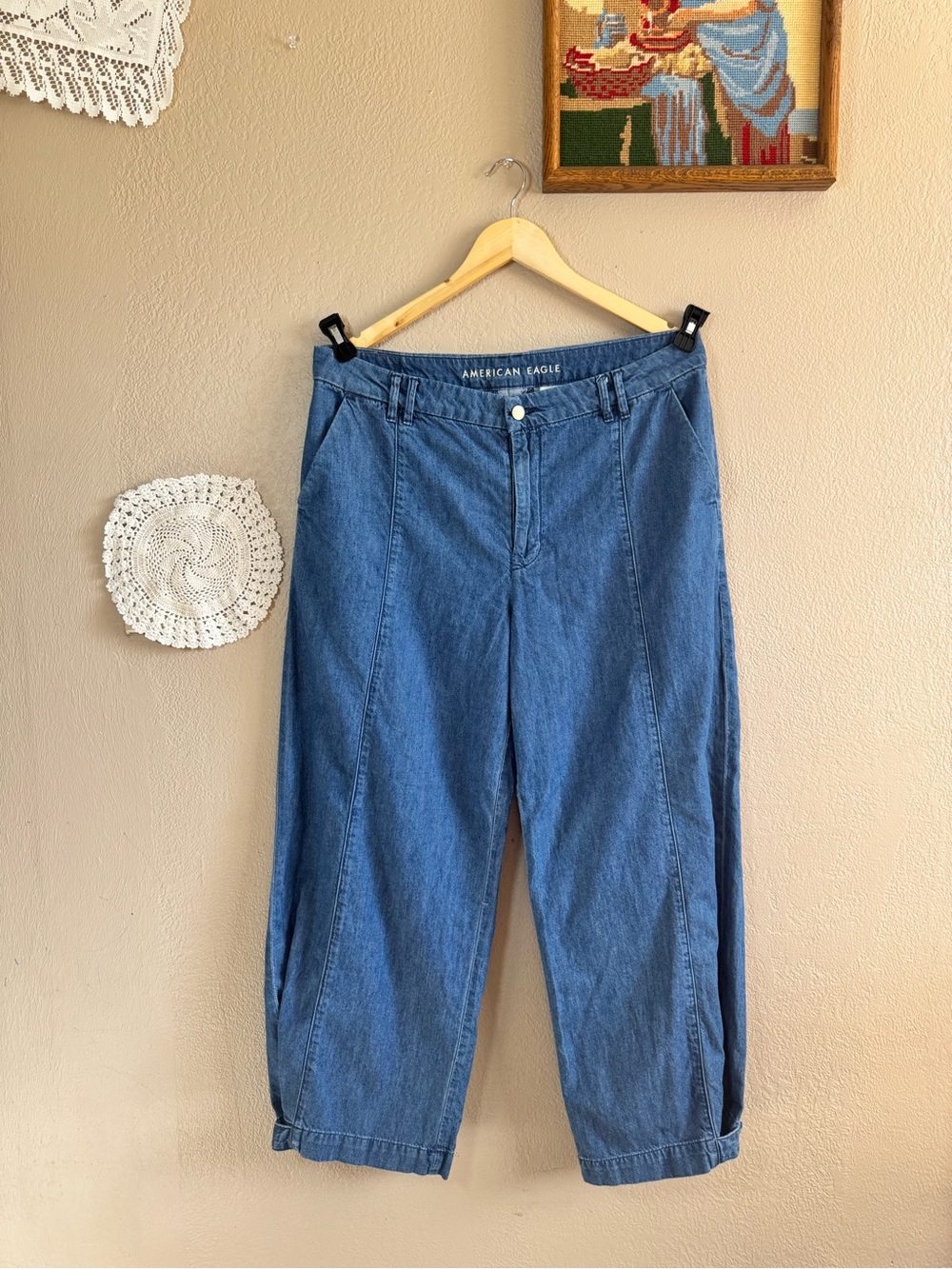 American Eagle Baggy Wide-Leg Trouser Jeans | Size 14 Short - Picture 4 of 15